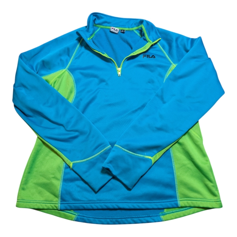 Fila Blue and Green Quarter-Zip Pullover